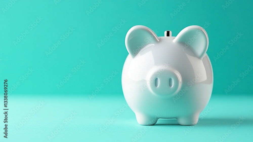 A simple yet stylish white piggy bank centered against a pastel green backdrop, evoking themes of budgeting and smart financial planning, telephoto shot. A simple yet stylish white piggy bank centered against a pastel green backdrop, evoking themes of budgeting and smart financial planning, telephoto shot.