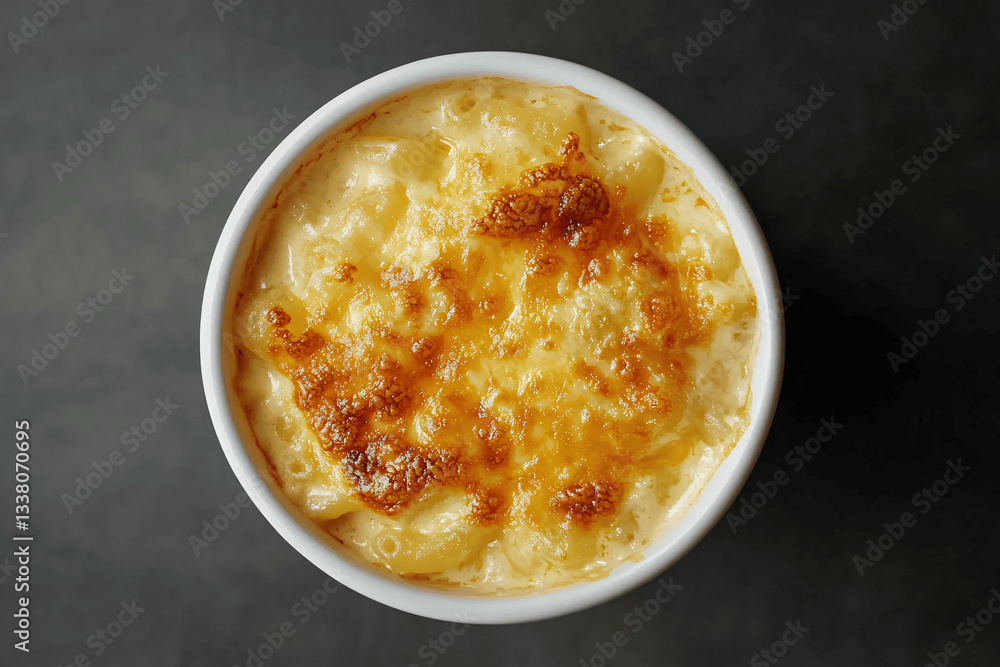 Bowl of Macaroni and Cheese Top Down Flat Lay Bowl of Macaroni and Cheese Top Down Flat Lay