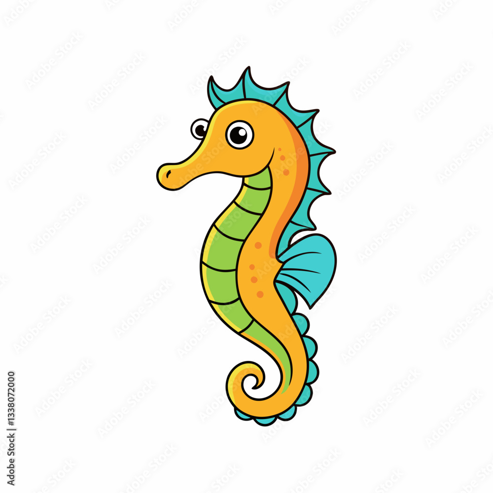 Fototapeta premium vector illustration of a cartoon seahorse