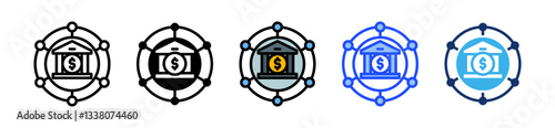 Banking System Icon Set With Multiple Style Collection