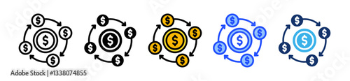 Cash Flow Icon Set With Multiple Style Collection