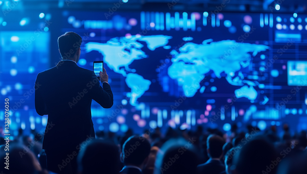Futuristic Global Presentation in a High-Tech Auditorium Futuristic Global Presentation in a High-Tech Auditorium