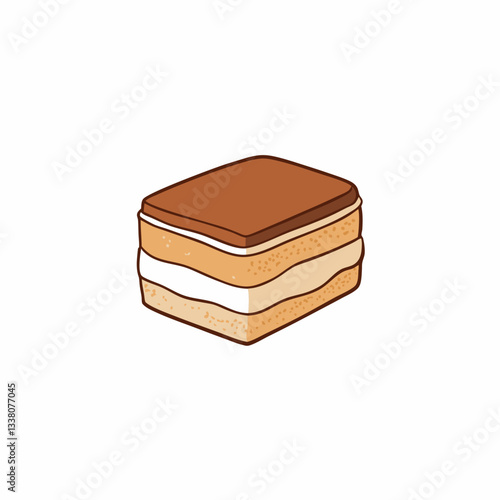 tiramisu cake isolated on white