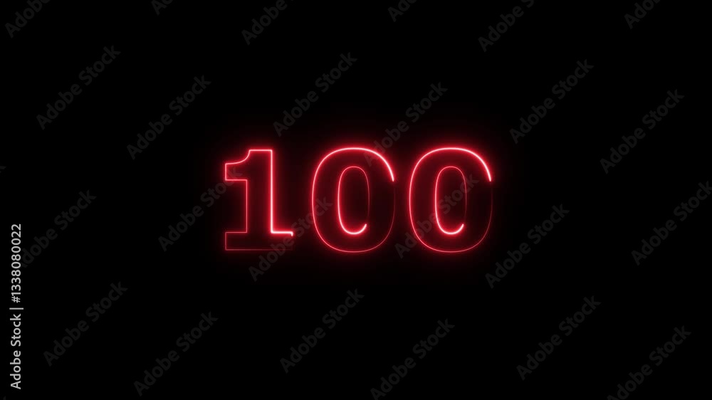 neon text 100 number countdown icon background 4k animation .Neon number 100 with alpha channel, neon numbers, Bright neon glowing number 100, Energy Neon red Number 100 Animation neon text 100 number countdown icon background 4k animation .Neon number 100 with alpha channel, neon numbers, Bright neon glowing number 100, Energy Neon red Number 100 Animation