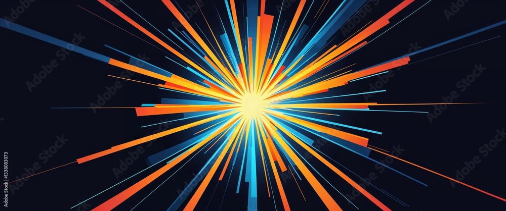 custom made wallpaper toronto digitalorange to blue burst light rays pattern glowing on plain black dark background abstract illustration