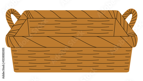 輪郭無しのシンプルなバスケットかごのイラスト素材