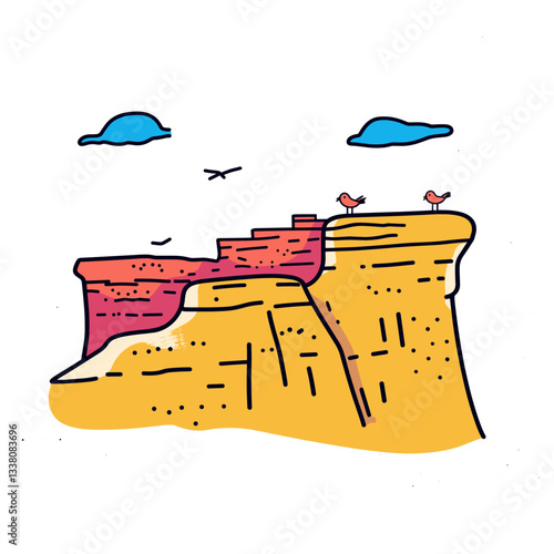 Simple minimalist drawing of Grand Canyon. Grand Canyon illustration in an doodle inca cartoon style