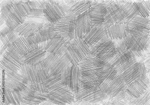 Background filled with texture drawn with pencils. Different shades gray colors. Chaotical strokes. Background is unevenly filled strokes. Sometimes more saturated, sometimes see white space.