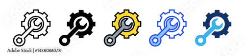 Equipment Icon Set With Multiple Style Collection