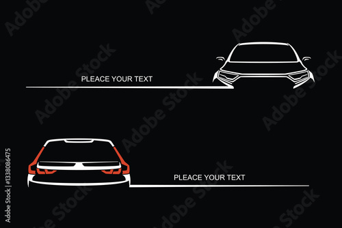 Motor vehicle silhouette emblem. Car dealership brand identity design element in two corners