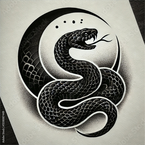 snake on a black background tatto