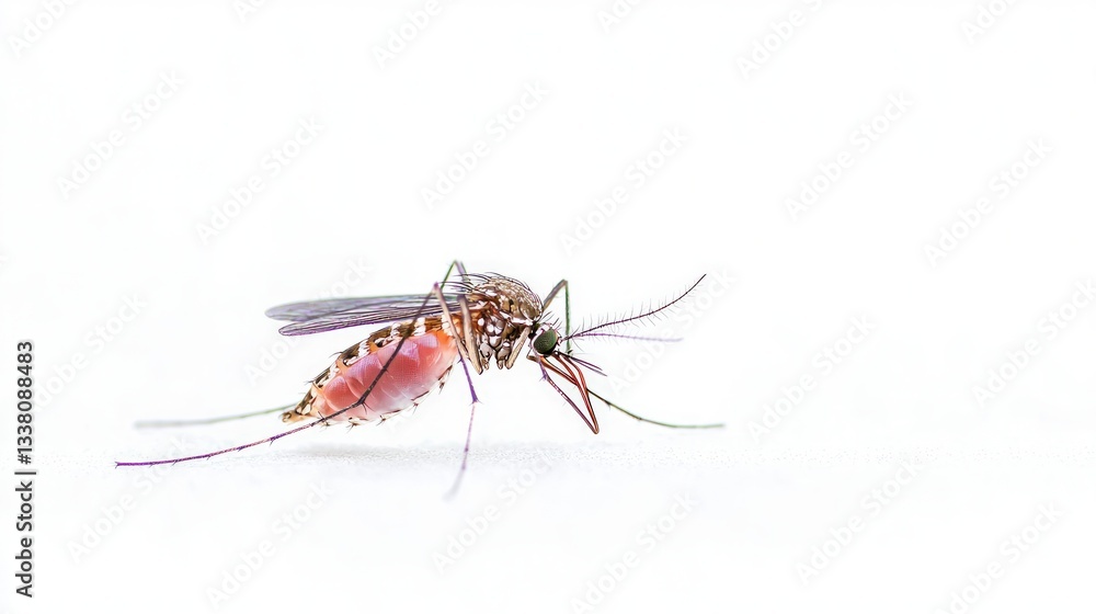 High Resolution Closeup of a Mosquito on White Background High Resolution Closeup of a Mosquito on White Background