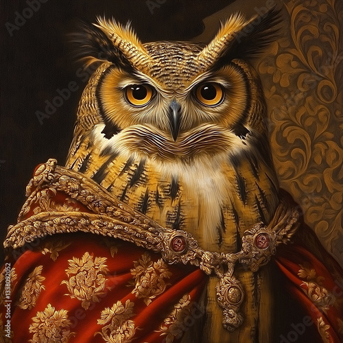 Obraz na płótnie Classical art aristocratic owl oil painting
w salonie