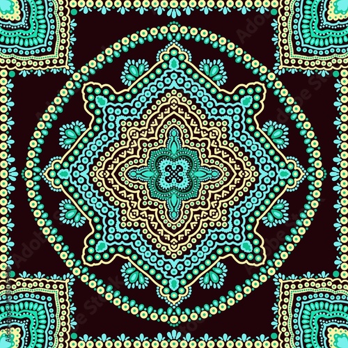 Dot mandala on black background 