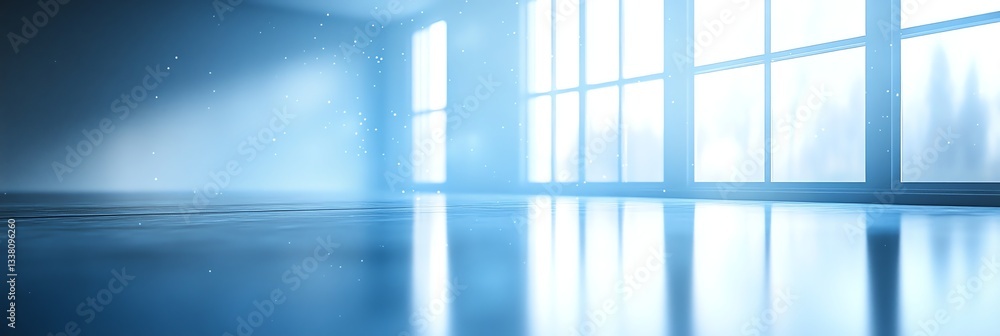 Empty Room Interior with Light Rays and Reflections From Large Windows Empty Room Interior with Light Rays and Reflections From Large Windows