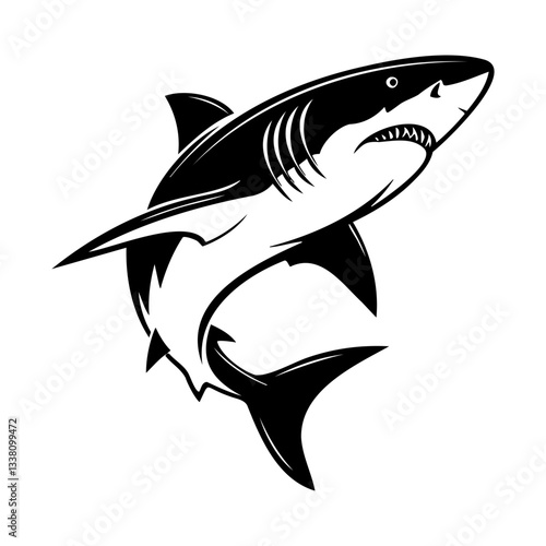 Stylized shark illustration with fierce expression