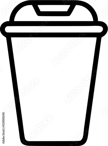 Bathroom trash bin in outline icon style, Bathroom Accessories theme.