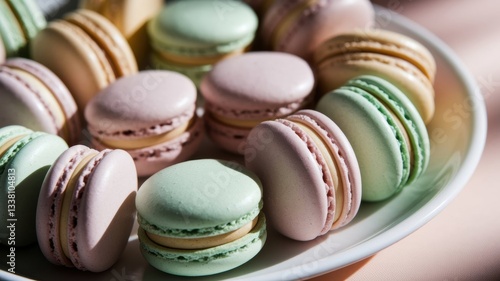 Exquisite Pastel Macarons in a Warm Kitchen - Generative AI