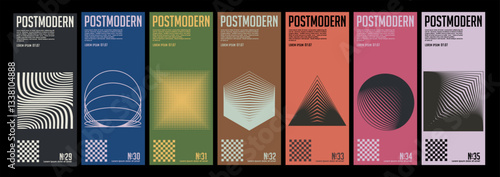 Postmodern brutalist poster, artworks design with bold typography and brutal vector pattern with abstract geometric shapes. Great for branding, presentation, ticket, website header, web banner