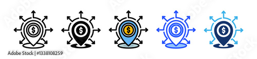 Location Icon Set With Multiple Style Collection