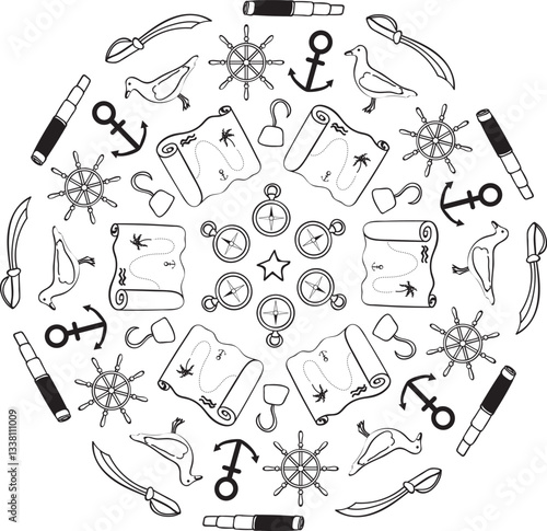Nautical lacework.Marine decorative ornament.