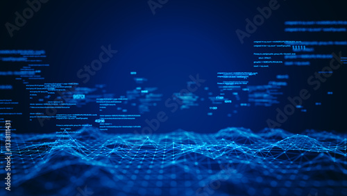 Cybersecurity digital information technology concept. Technology Digital Big Data Connection Abstract blue futuristic background. 3D rendering.