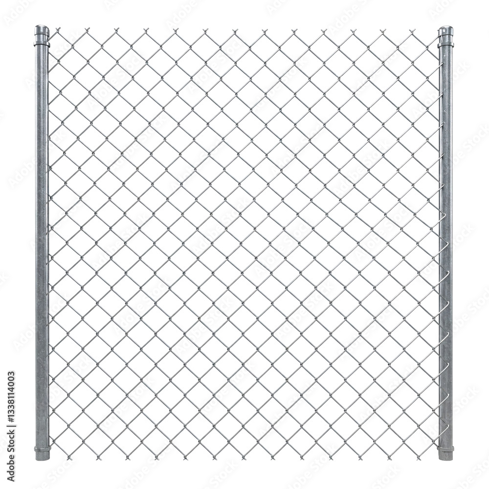 Fototapeta premium Chain-link metal fence isolated on transparent background 