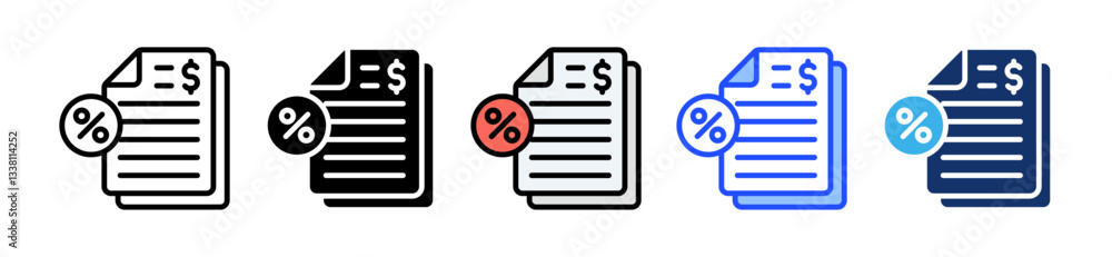 Tax Icon Set With Multiple Style Collection Tax Icon Set With Multiple Style Collection