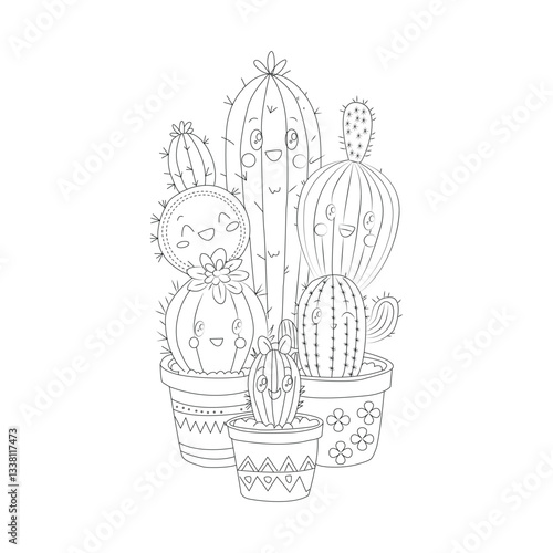creat a cactus line art