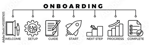 onboarding  icon banner in outline style