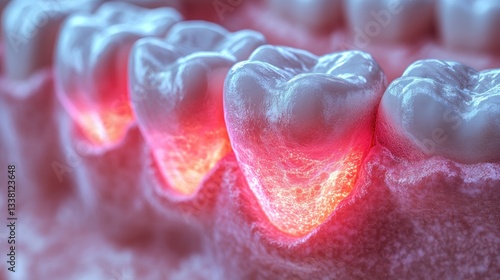 Gingivitis: Illustration of inflamed gums caused by poor dental hygiene