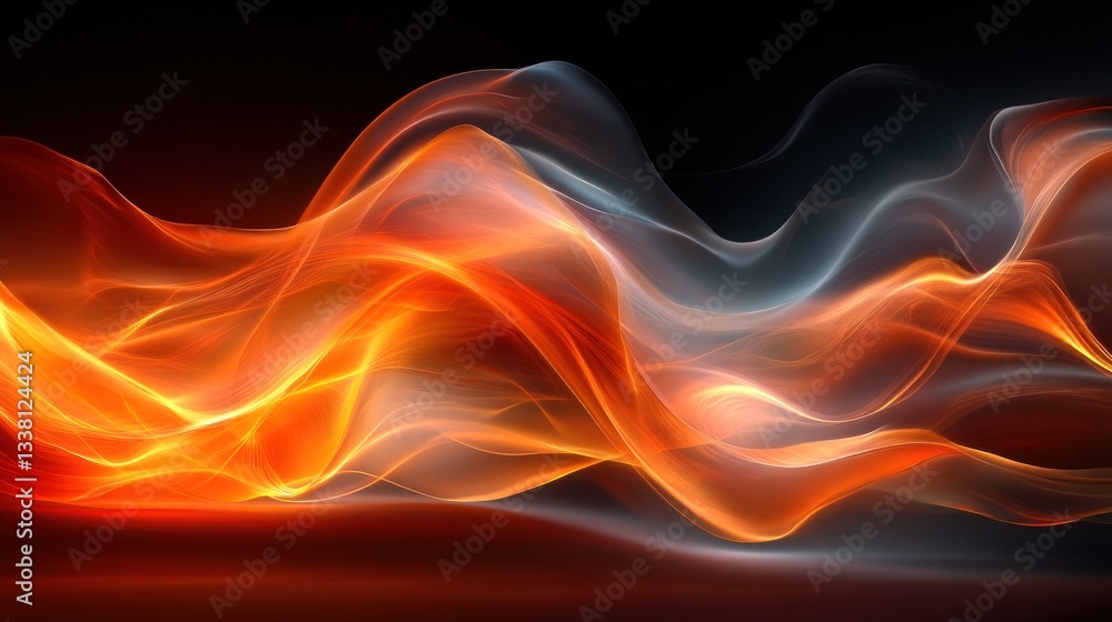 Abstract Fire and Smoke Waves: Fiery Digital Art Abstract Fire and Smoke Waves: Fiery Digital Art