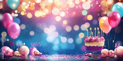 Colorful Party Balloons with Festive Decorations