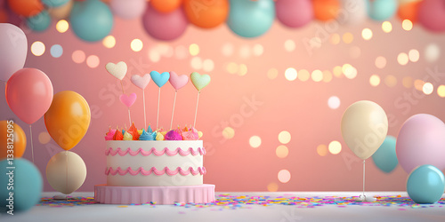 Colorful Party Balloons with Festive Decorations