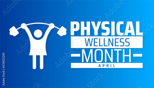 Physical Wellness Month geometric shape pattern background banner or poster design template. observed every year in  April. Holiday concept. Use to any Template, card, poster, placard, template.