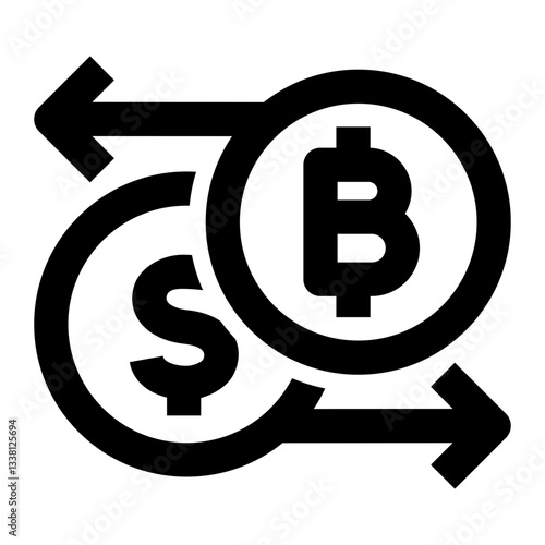 Exchange Icon. Exchange, Trade, Swap, Transfer, Convert, Currency, Transaction, Rate. Vector Icon Illustration