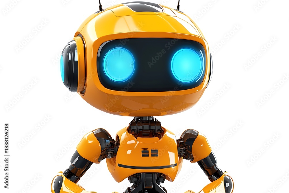 3D Icon of an Autonomous Robot with Artificial Intelligence for Smart Automation. 3D Icon of an Autonomous Robot with Artificial Intelligence for Smart Automation.