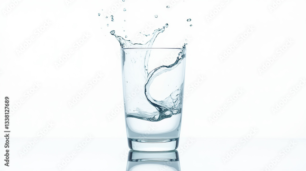 A glass overflows with a crisp water splash, evoking a sense of refreshment and energy. A glass overflows with a crisp water splash, evoking a sense of refreshment and energy.