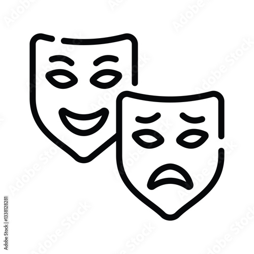 Get a sight of this unique line icon of comedy masks