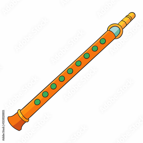 wooden flute isolated on white