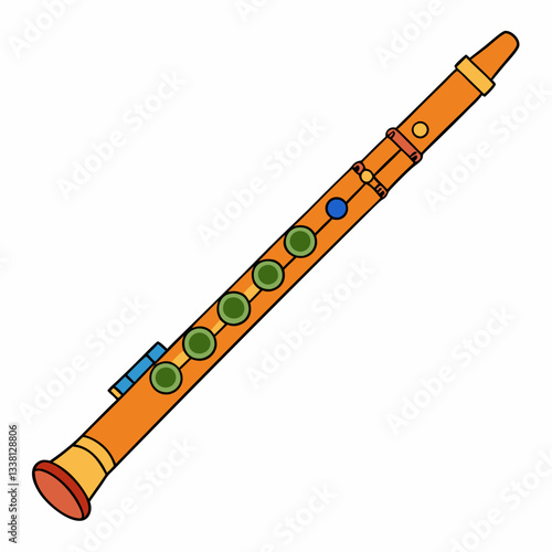 wooden flute isolated on white