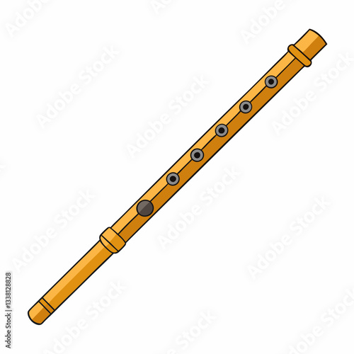wooden flute isolated on white