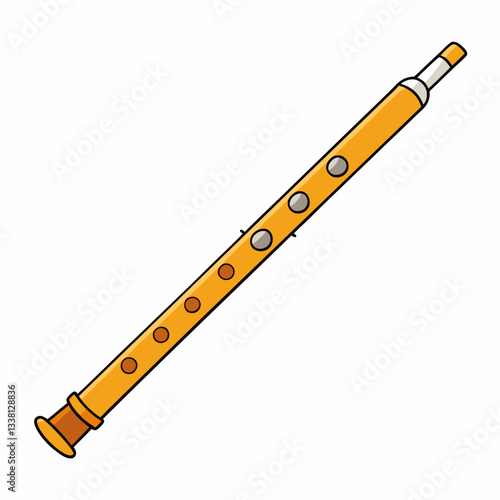 wooden flute isolated on white