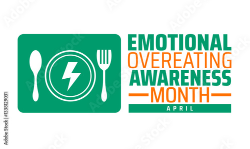 Emotional Overeating Awareness Month geometric shape pattern background banner or poster design template. observed every year in  April. Holiday concept. Use to any Template, card, poster, placard.