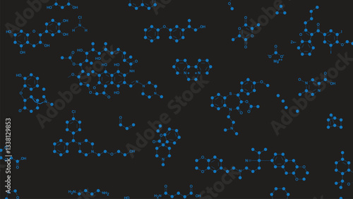 Healthcare Medical Background Design. Web Banner. Horizontal Abstract Backdrop Shapes for Medicine, Science, Chemistry Print