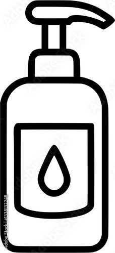 Liquid soap dispenser in outline icon style, Cleaning and Hygiene Items theme.