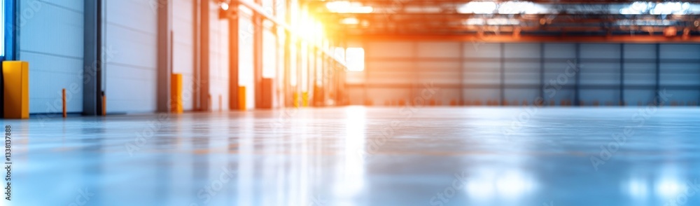 Obraz premium Wide, Empty Warehouse Interior with Sunlight