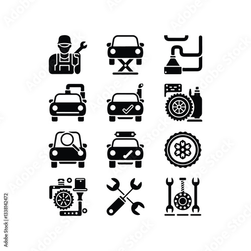 car repair service icon with wrench Car service & garage Car service icon set with editable stroke and white background. Auto service, car repair icon set. Car car icon Car service
