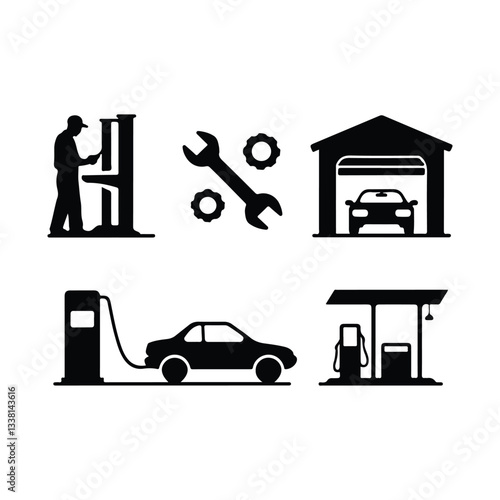car repair service icon with wrench Car service & garage Car service icon set with editable stroke and white background. Auto service, car repair icon set. Car car icon Car service