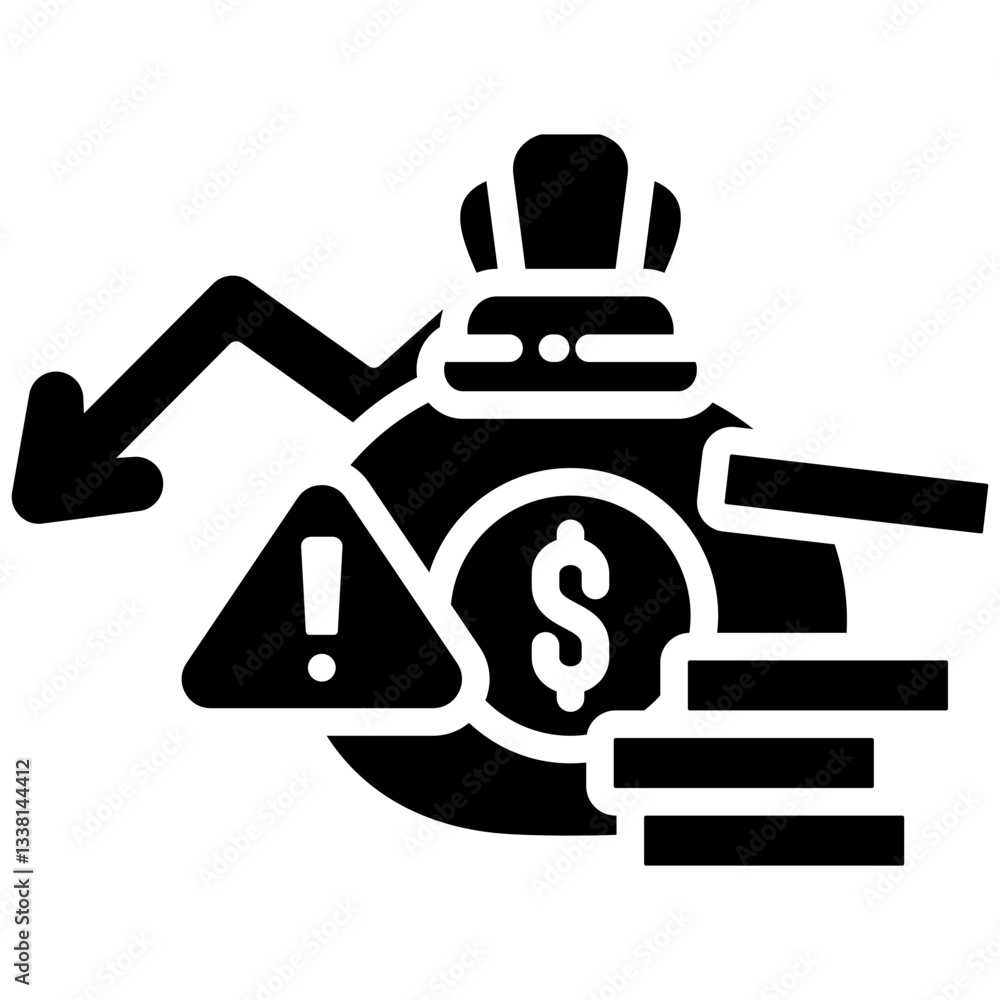 Recession icon in Glyph Style. Simple Vector Design. Simple Vector Glyph Icon Recession icon in Glyph Style. Simple Vector Design. Simple Vector Glyph Icon